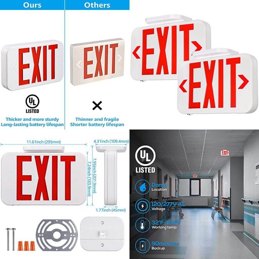 Znak LED do wyjścia, oświetlen – Emergency Exit Sign recenzja i cena